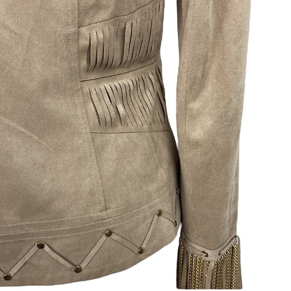 Cache Tan Faux Suede Fringed Jacket - Picture 10 of 15